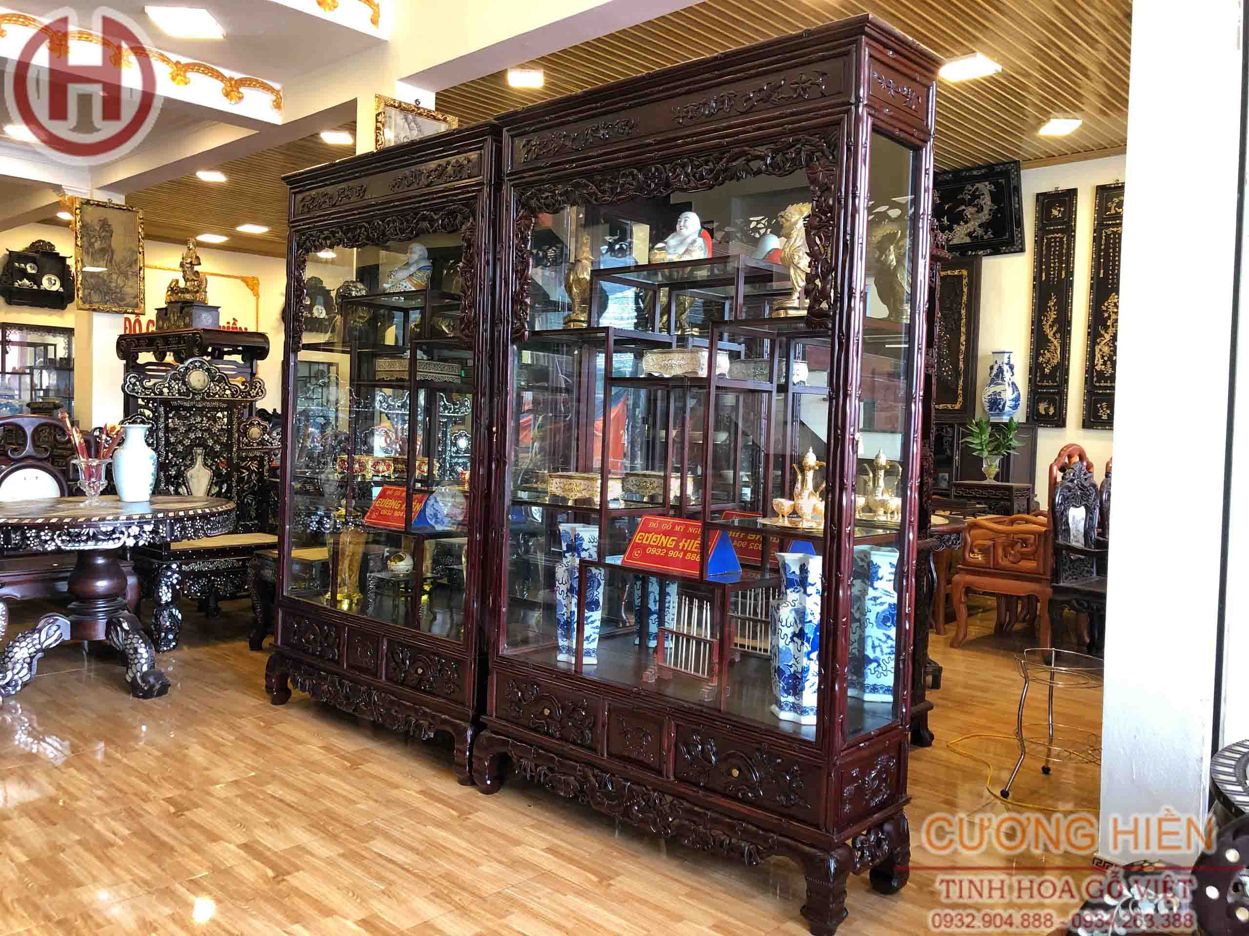 Tủ Bày Đồ Chạm Nho Trúc 01 Tủ Bày Đồ Chạm Nho Trúc 01