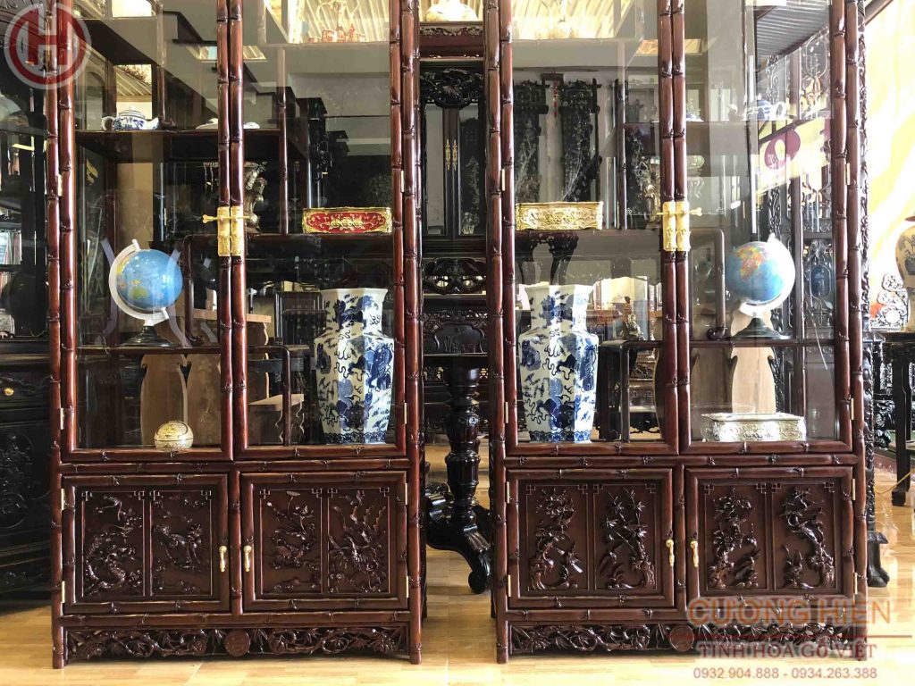 Tủ Bày Đồ Đục Chạm Kênh Bong