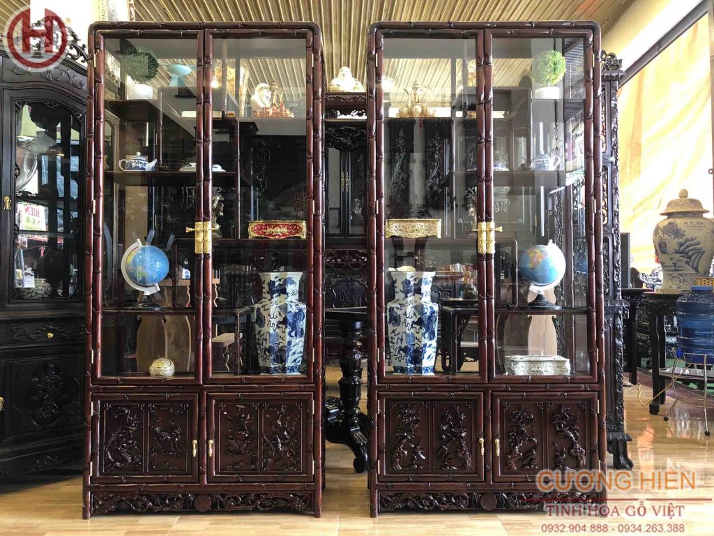 Tủ Bày Đồ Đục Chạm Kênh Bong