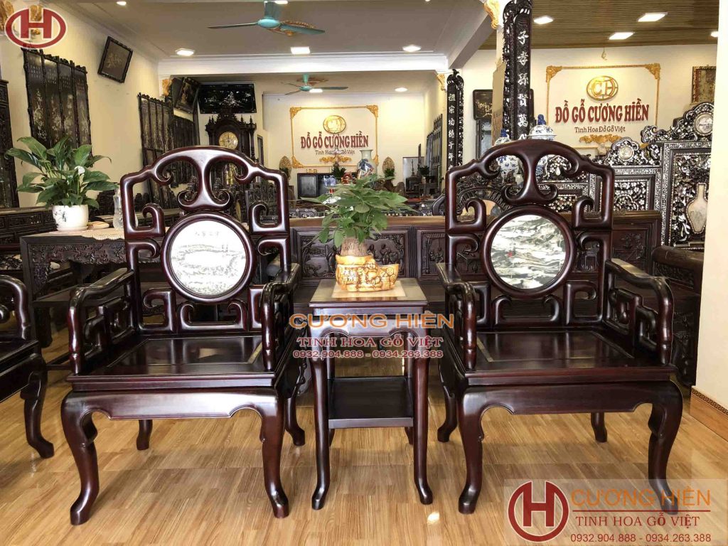 bộ ghế móc mỏ gỗ gụ 8 món