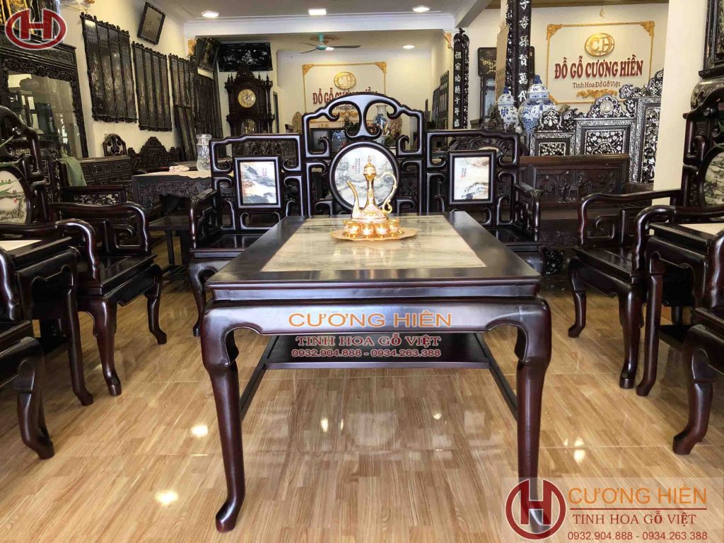 bộ ghế móc mỏ gỗ gụ 8 món