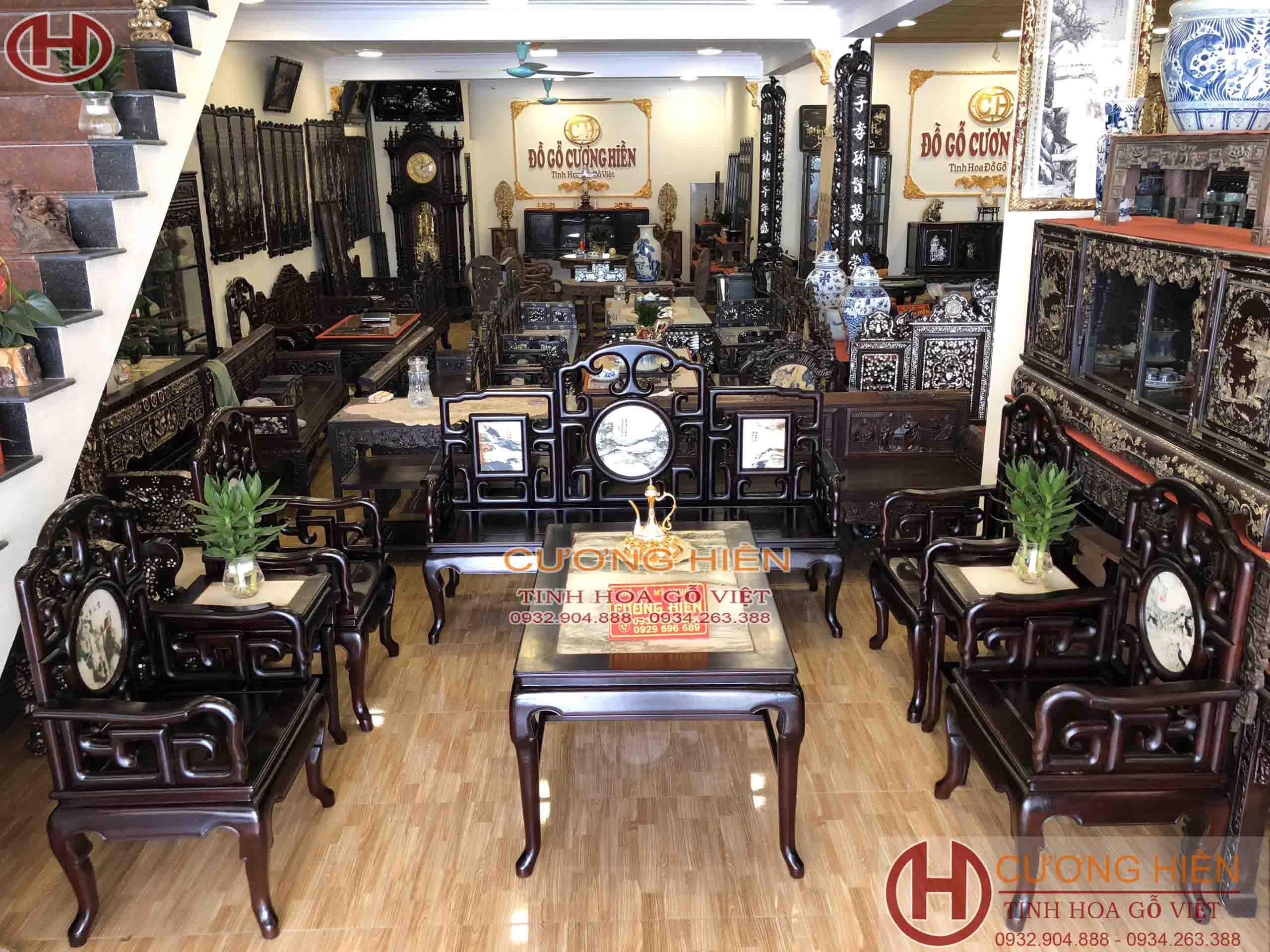 bộ ghế móc mỏ gỗ gụ 8 món bộ ghế móc mỏ gỗ gụ 8 món