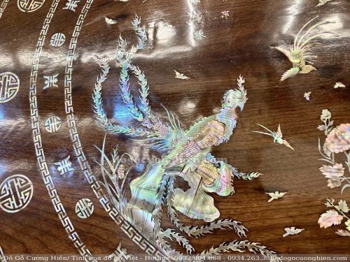 BỘ BÀN GHẾ RẺ QUẠT NAM BỘ GỖ GỤ KHẢM ỐC MẶT LIỀN KHỐI ( 204005)