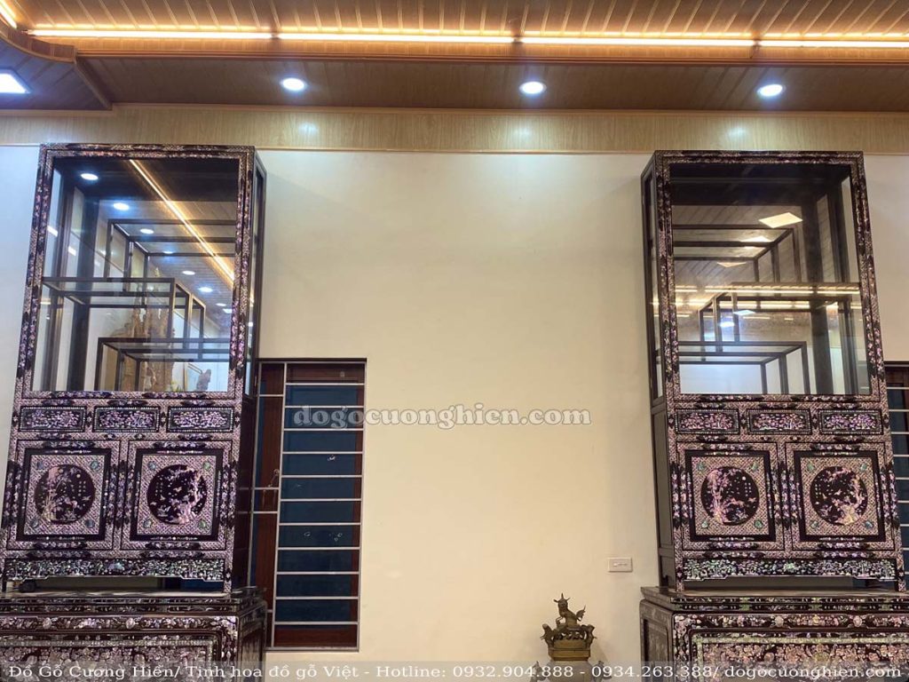 CẶ TỦ BÀY ĐỒ KHẢM ỐC ĐỎ LỬA | mã số 204007