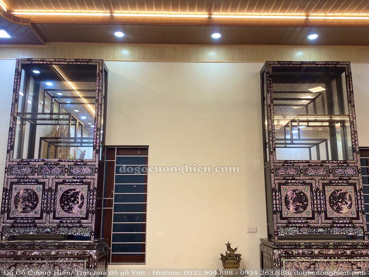 CẶ TỦ BÀY ĐỒ KHẢM ỐC ĐỎ LỬA | mã số 204007