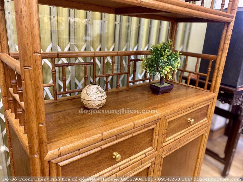 Tủ Bày Đồ Trơn Gỗ Gụ Tự Nhiên / mã số 204008