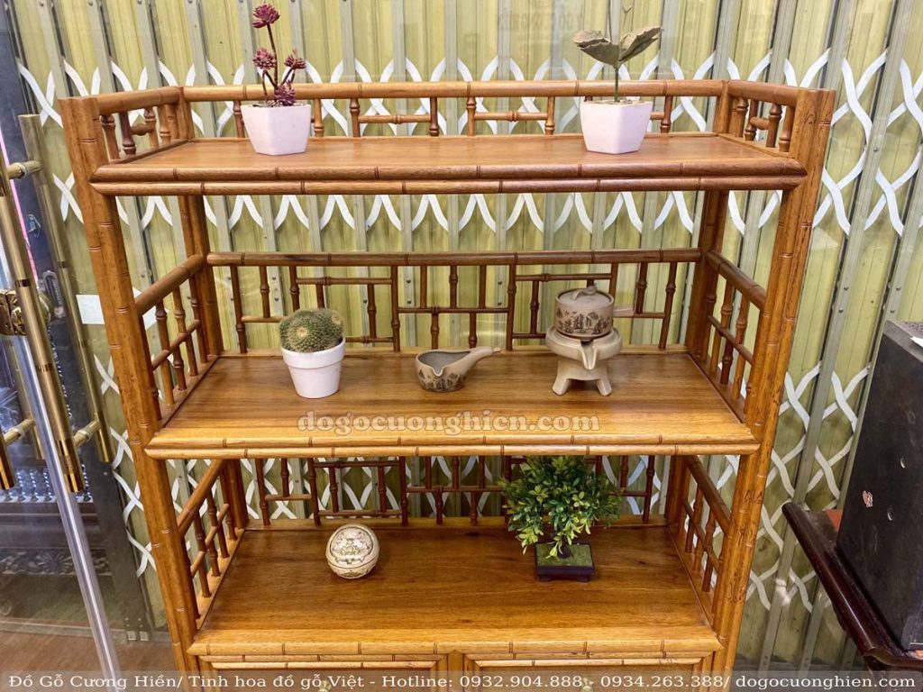 Tủ Bày Đồ Trơn Gỗ Gụ Tự Nhiên / mã số 204008